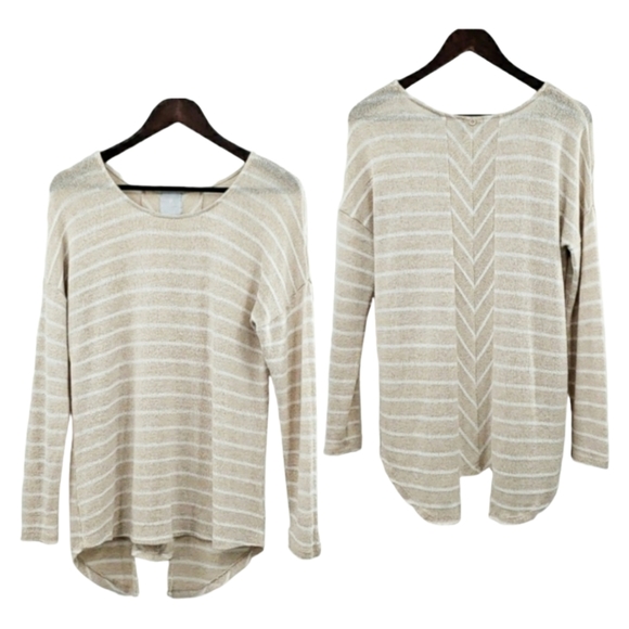 Sunday Anthropologie Striped Cream Knit Top - Picture 1 of 9